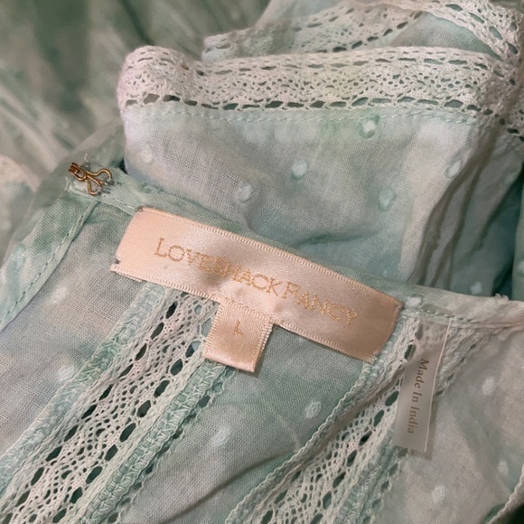 LoveShackFancy Natasha Preppy Green Tie Dye Ruffle Mini Dress Large - Picture 5 of 11